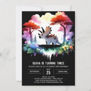 Boho Fun Triceratops Verjaardag Kaart