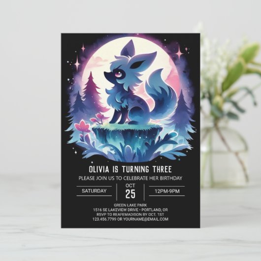 Boho Fun Wolf Verjaardag Kaart (Staand voorkant)