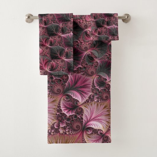 Boho Funky Eclectique Rose Noir Abstrait Fractal (En situation)