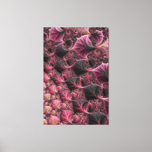 Boho Funky Eclectisch Roze Zwart Abstract Fractal Canvas Afdruk