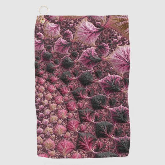 Boho Funky Eclectisch Roze Zwart Abstract Fractal Golfhanddoek (Voorkant)