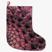 Boho Funky Eclectisch Roze Zwart Abstract Fractal Grote Kerstsok (Voorkant)