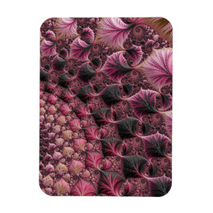 Boho Funky Eclectisch Roze Zwart Abstract Fractal Magneet