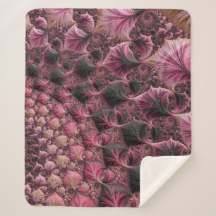 Boho Funky Eclectisch Roze Zwart Abstract Fractal Sherpa Deken
