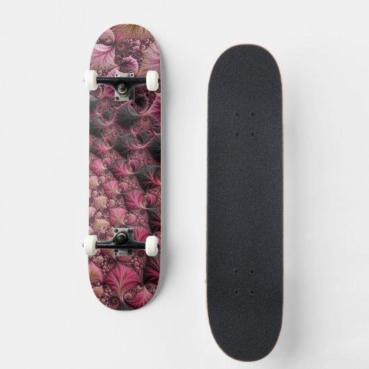 Boho Funky Eclectisch Roze Zwart Abstract Fractal Skateboard (Voorkant)
