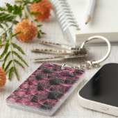 Boho Funky Eclectisch Roze Zwart Abstract Fractal Sleutelhanger (Voorkant Rechts)