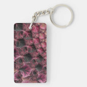 Boho Funky Eclectisch Roze Zwart Abstract Fractal Sleutelhanger (achterkant)