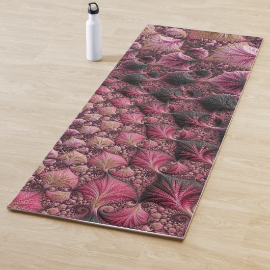 Boho Funky Eclectisch Roze Zwart Abstract Fractal Yogamat (In situ)