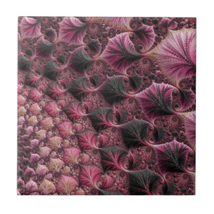 Boho Funky Eclectische Roze Zwarte Abstracte Fract Tegeltje