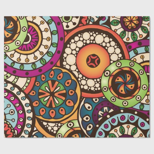 Boho Funky Trendy Retro Abstract Patroon Cadeaupapier (Vlak)