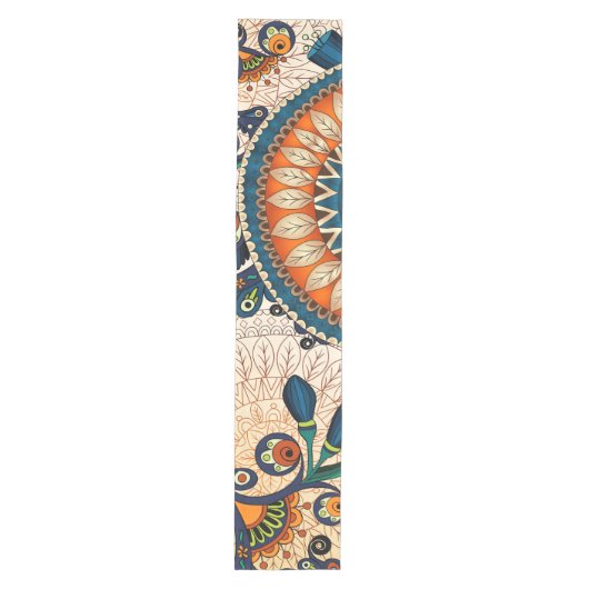 Boho Funky Trendy Retro Abstract Patroon Medium Tafelloper (Voorkant)
