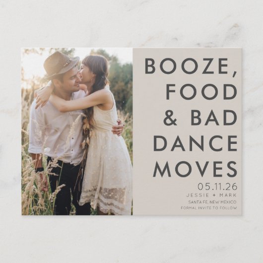 Boho Funny Photo Wedding Save the Date Aankondigingskaart (Voorkant)