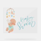 Boho garçon baby shower acrylique signe de bienven (Recto)