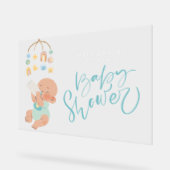 Boho garçon baby shower acrylique signe de bienven (Angle)
