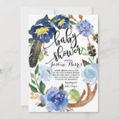 Boho garçon plumes Baby shower Invitation (Devant)