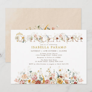Boho Garden Flowers Quinceañera 15e verjaardag Kaart