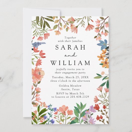 Boho Garden of Wildflower Engagement Party Kaart (Voorkant)