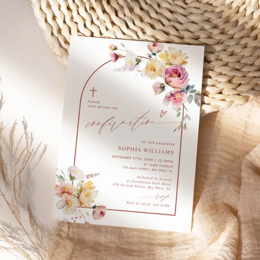 Boho Garden Roos Bloemen Bevestigingsuitnodiging Kaart