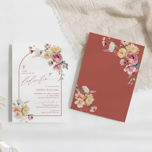 Boho Garden Roos Bloemen Toewijding Uitnodiging