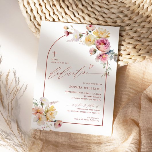 Boho Garden Rose Fleurs Dedication Invitation