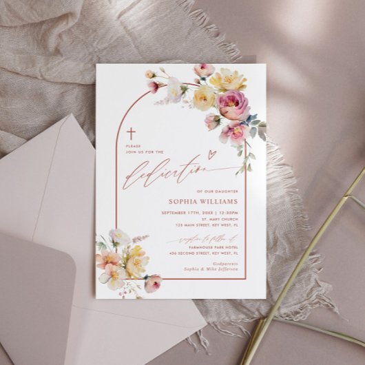 Boho Garden Rose Fleurs Dedication Invitation
