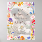 Boho garden summer floral photo wedding welcome poster (Voorkant)