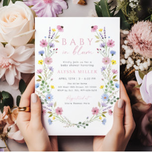 Boho Garden Wildflower Baby in Bloom Baby shower Kaart