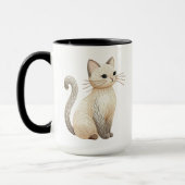 Boho geborduurd neutraal Kat op Coffee Cup Mok (Links)