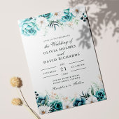 Boho Gebroken Wit Blauwgroen Wildbloemen Bruiloft  Kaart