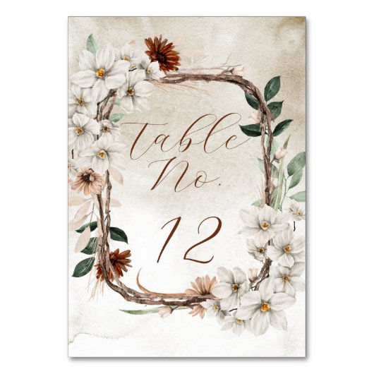 Boho gedemde Herfst Bloemen Bruids Kaarten en gesc (Achterkant)