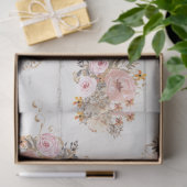 BOHO Gedempte Bloemen Waterverf Wit Hout Decoupage Tissuepapier (Geschenk)