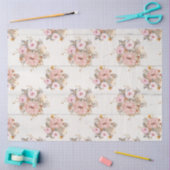 BOHO Gedempte Bloemen Waterverf Wit Hout Decoupage Tissuepapier (Craft)