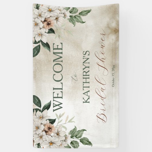 Boho gedempte herfst bloem bruiloft feest spandoek (Verticaal)