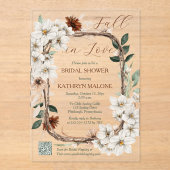 Boho gedempte Herfst Bloemen Herfst in Liefde Vrij Acryl Uitnodigingen (Voorkant)