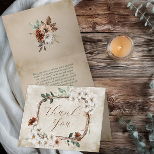 Boho gedempte herfst bloemige 'Verliefd worden' Br Bedankkaart