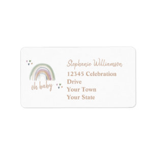 Boho  Gedempte Regenboog Baby Shower Retouradres Etiket