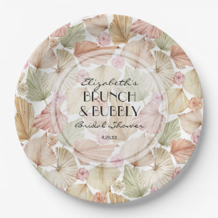 Boho gedroogde bladeren en bloemen Bruidsdouche Papieren Bordje