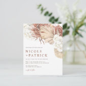Boho gedroogde palmbladeren en orchideeën bruiloft uitnodiging briefkaart (Staand voorkant)