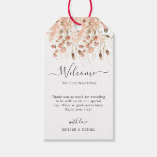 Boho-gedroogde waterverf bloemige bruiloft cadeaulabel