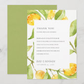 BOHO GEEL GROENE WATERVERF FOLIAGE OLIVE BEDANKKAART (Voorkant / Achterkant)