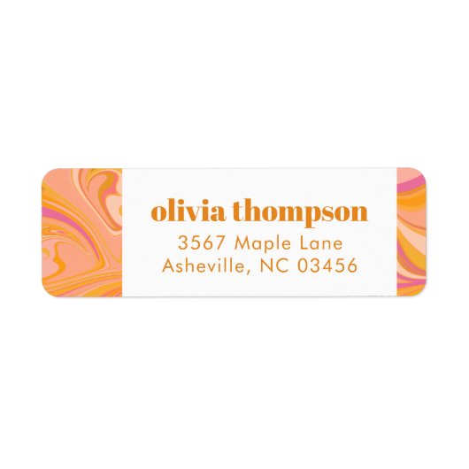 Boho Geel Roze Marmer Aangepast Retouradres Etiket (Voorkant)