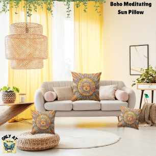 Boho Geel Sinaasappel Amber Mediterende Zon Kussen