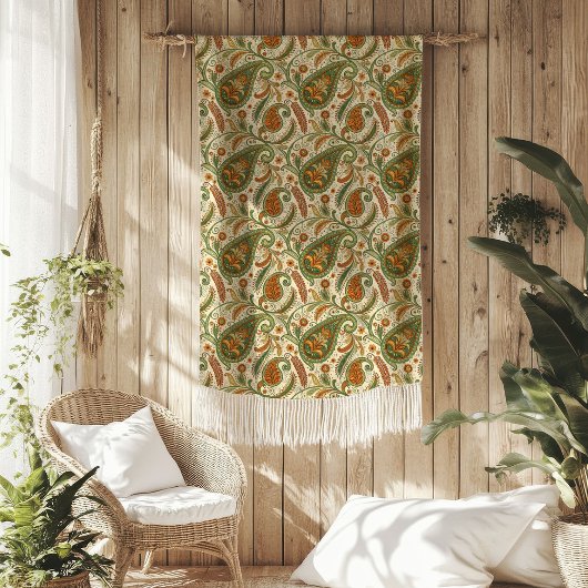 Boho-geïnspireerde deken met aardse Paisley-print