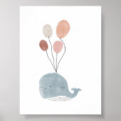 Boho gekleurde baby walvis met ballonnen poster (Voorkant)
