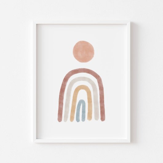 Boho gekleurde zon en regenboog poster
