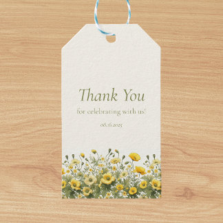 Boho Gele Wildbloemen, Olive Custom Dank u Cadeaulabel