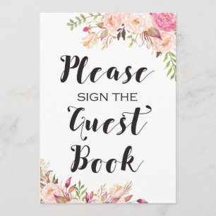 Boho Gelieve te ondertekenen het gastenboek 5x7"Gr Kaart
