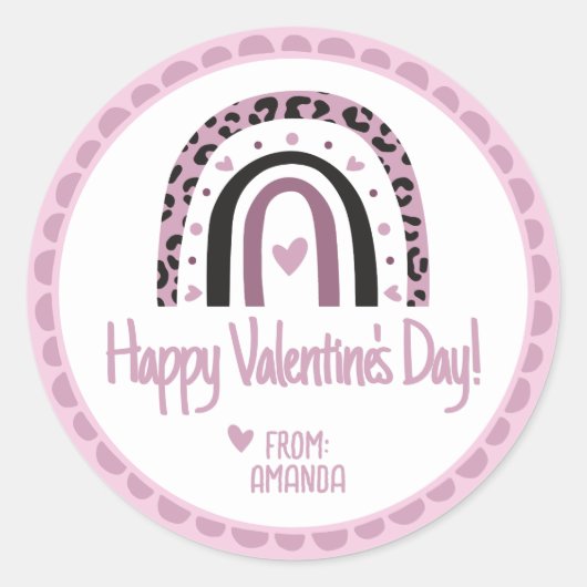 Boho Gelukkige Valentijnsdag Ronde Sticker (Voorkant)