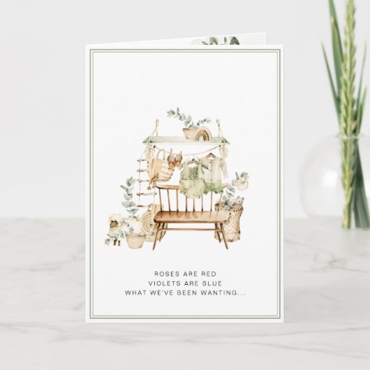 Boho Gender Neutral Pregnancy Announcard Aankondiging (Voorkant)