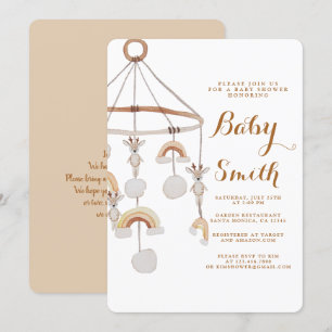 Boho Gender Neutrale Nursery Baby shower Uitnodigi Kaart
